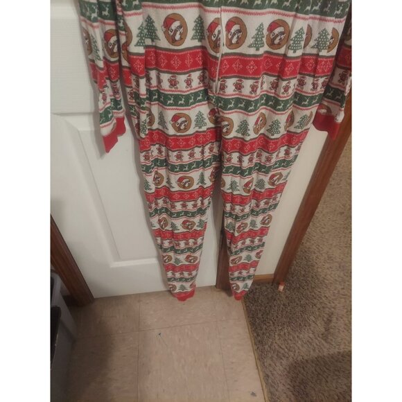 Buc-ees Adult 2X Christmas Pajamas PJ Waffle Knit Zip One Piece Santa Beaver - Picture 6 of 15